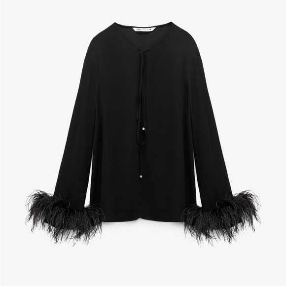 Zara feathered flowy blouse - Picture 4 of 8